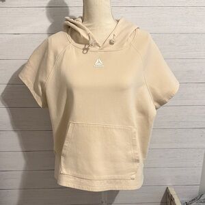 Reebok Short-Sleeve Hoodie in Light Cream